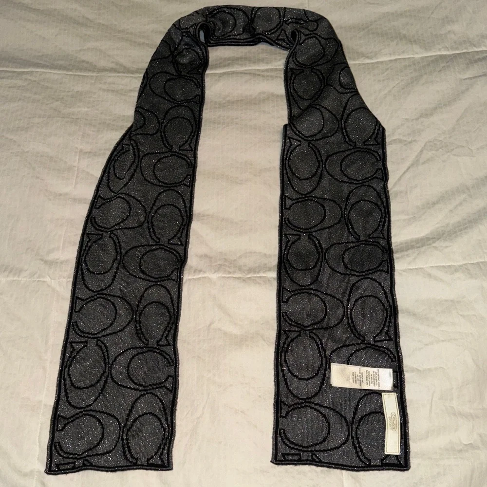 Coach Reversible Sparkly Logo Scarf